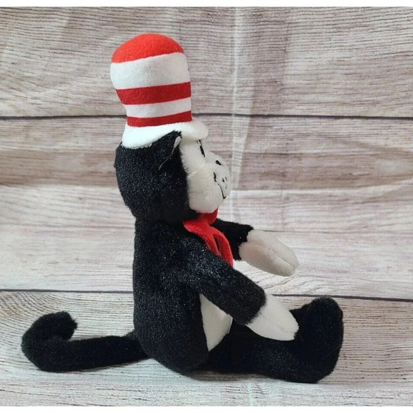 Aurora Dr. Seuss Plush Cat In The Hat Stuffed Animal Toy Black White Red 2017 8" - Picture 2 of 4